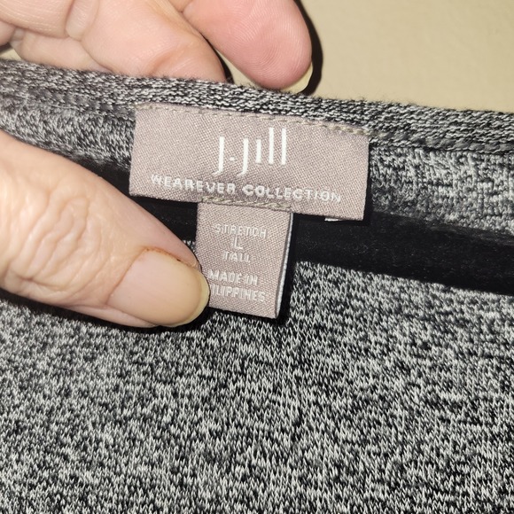J. Jill Maxi Dress Women's Large Black Gray Rayon Stretch Short Sleeve Classic - Picture 4 of 10